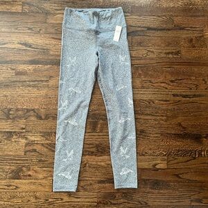Anthropologie Daily Practice Heather Grey Bird Leggings, Size M NWT